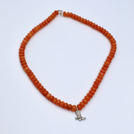 Southern James Necklace with Boot Charm - Orange