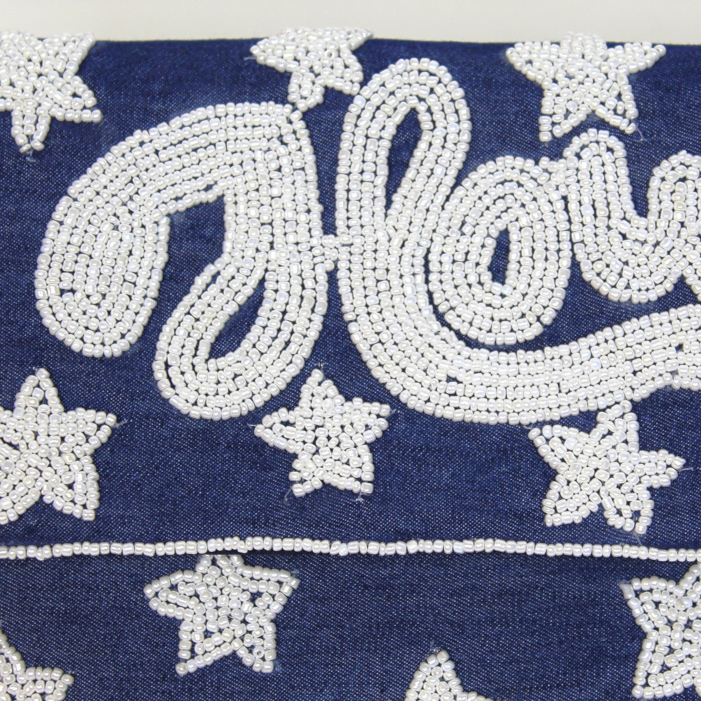 Howdy Denim Beaded Clutch