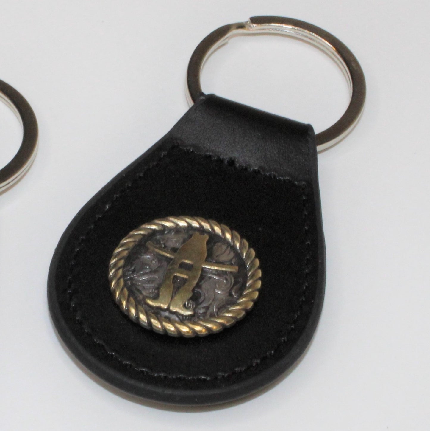 Leather Key Fob-Gold/Silver