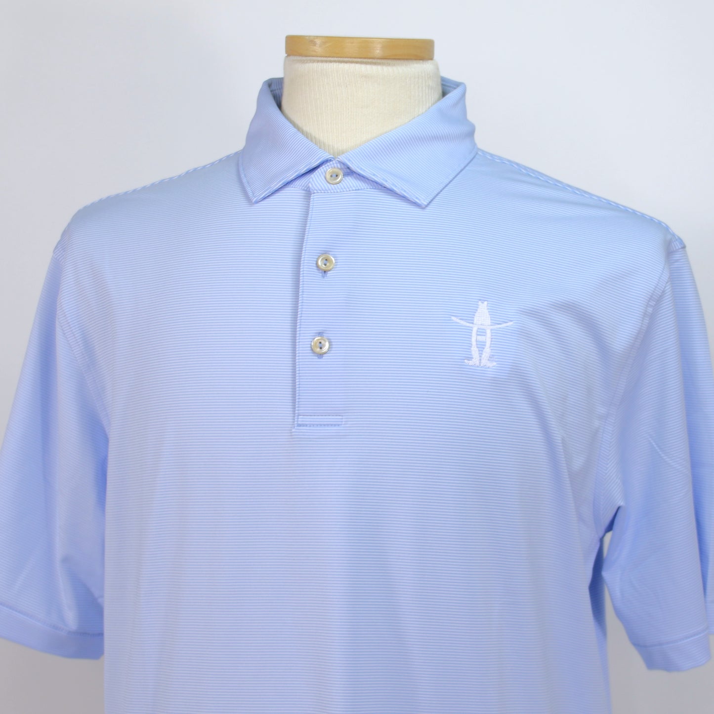 Peter Millar Embroidered Polo -Lt Blue Stripe