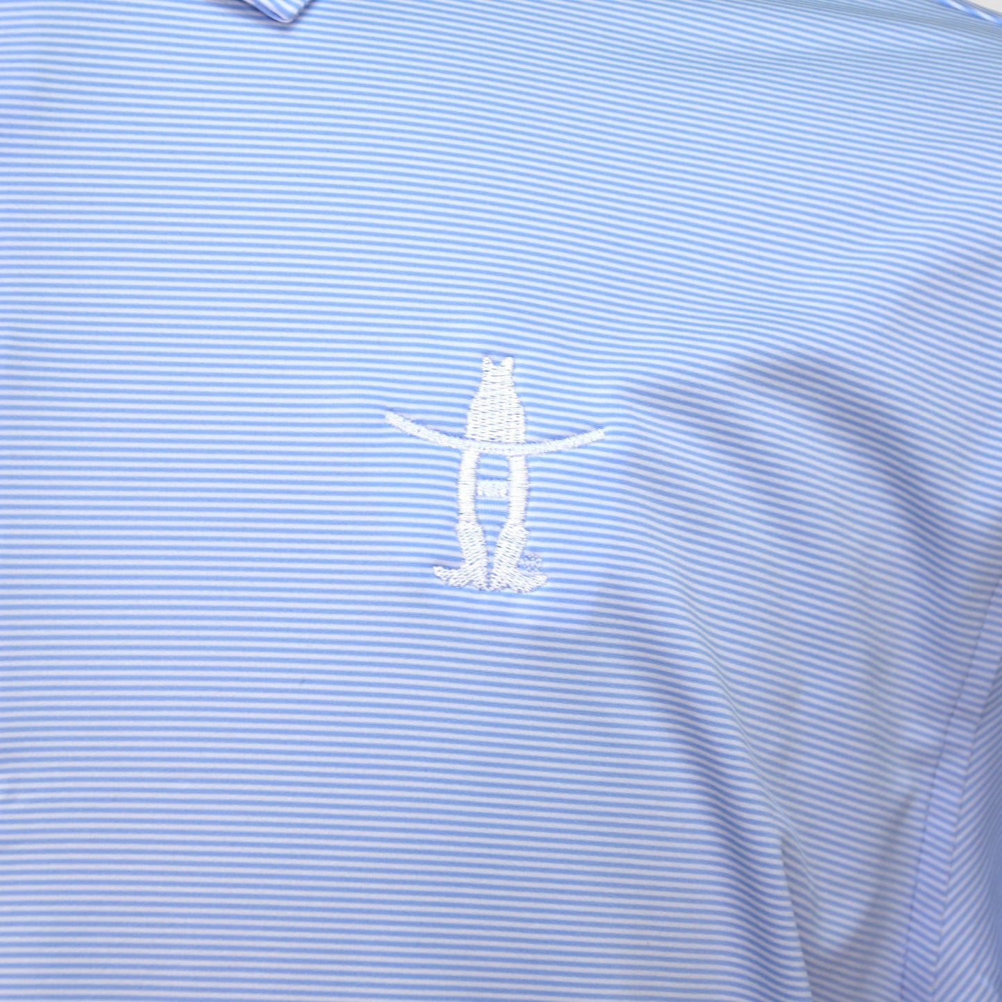 Peter Millar Embroidered Polo -Lt Blue Stripe