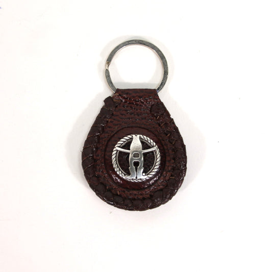 Whipstitch Leather Keychain - Silver Concho