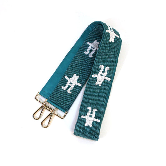 Beaded Strap - Turquoise White Bow-H
