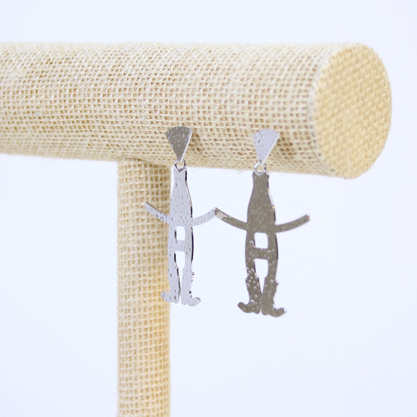 Howdy Hammered Silver Dangle Earrings