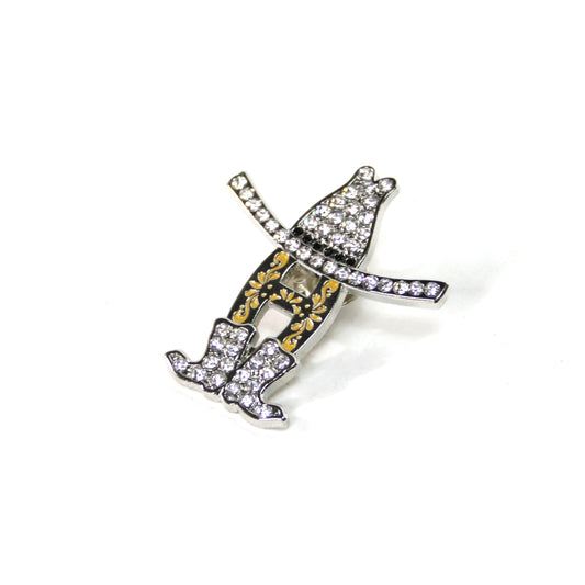 Rhinestone Tooled Pin