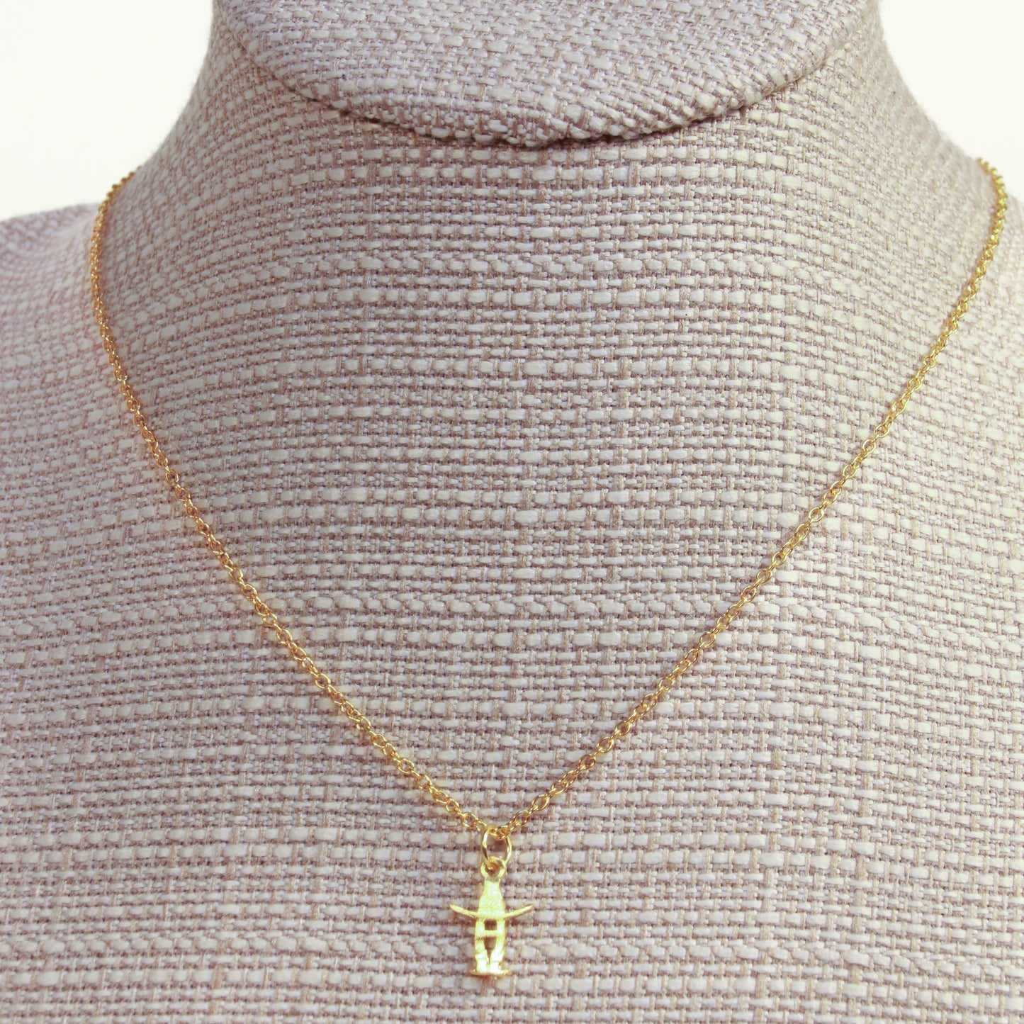 CG Bow-H Charm Necklace - Gold Plated