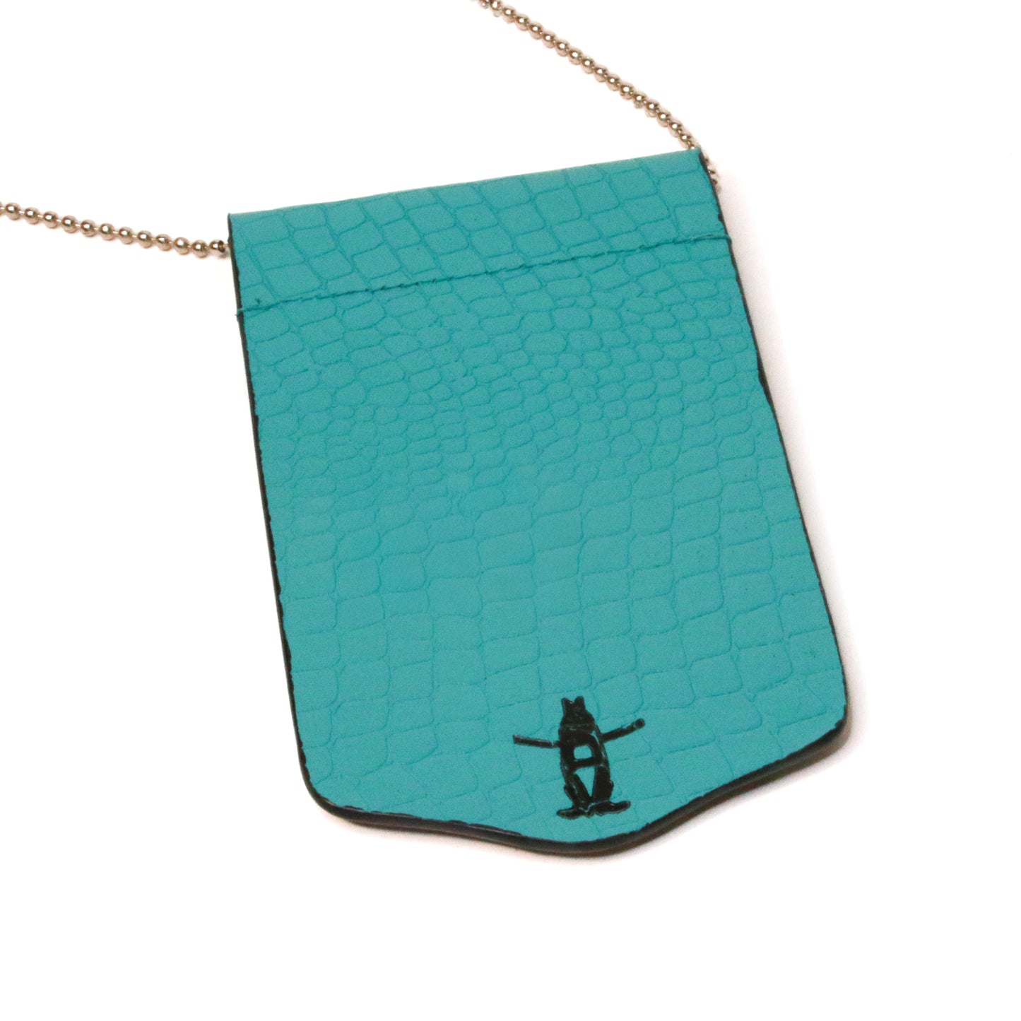 Large Embossed Alligator Badgeholder - Turquoise