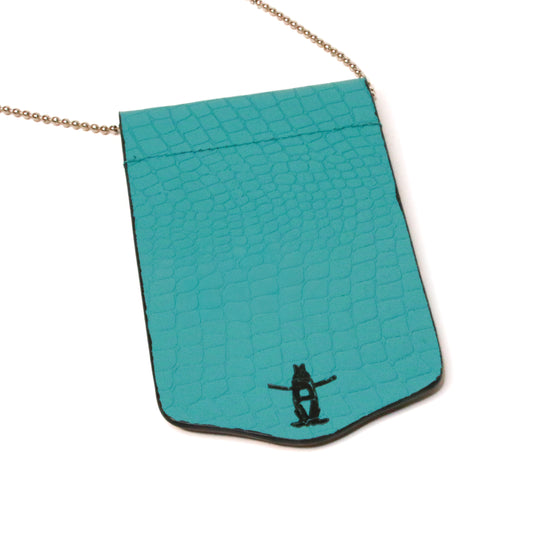 Large Embossed Alligator Badgeholder - Turquoise