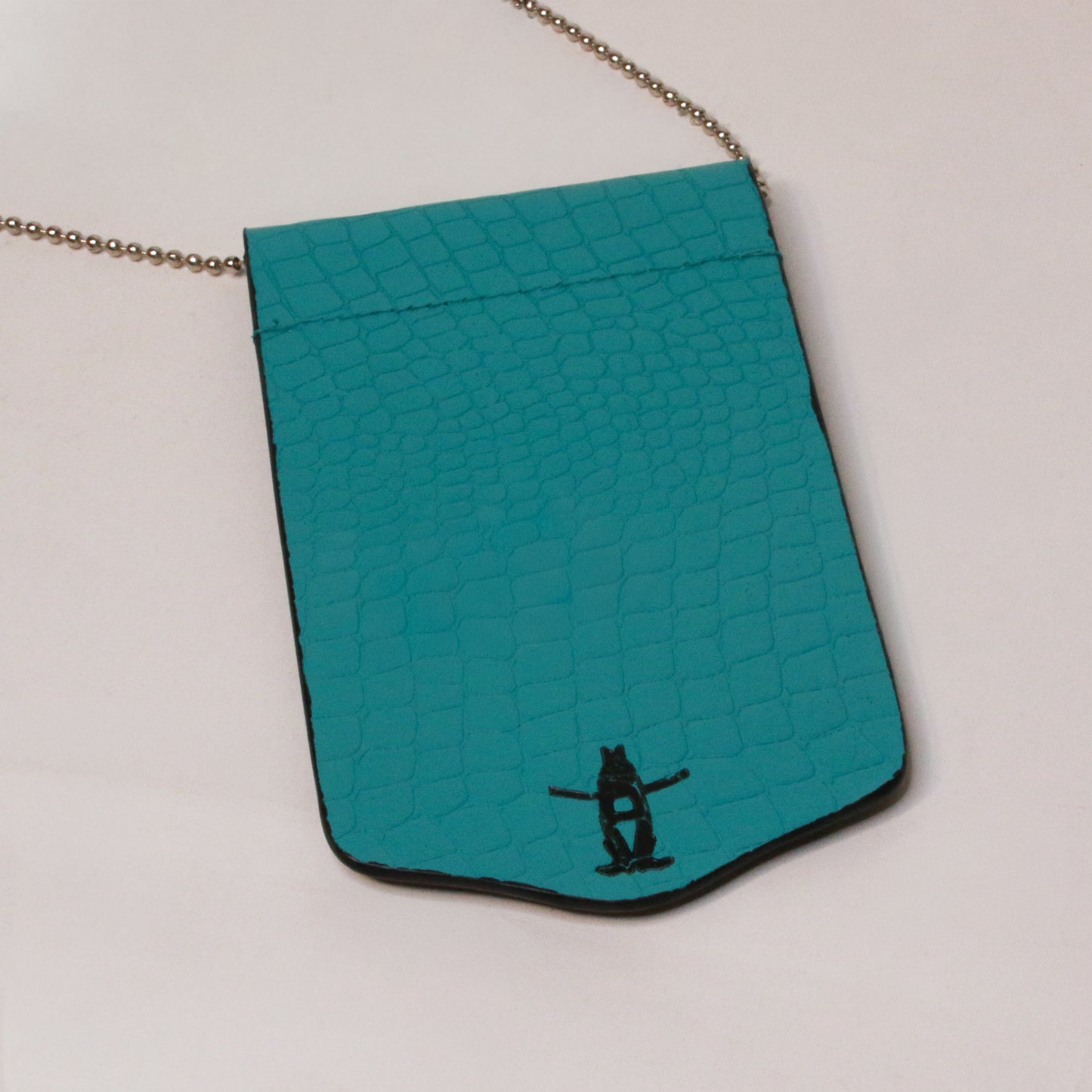 Large Embossed Alligator Badgeholder - Turquoise