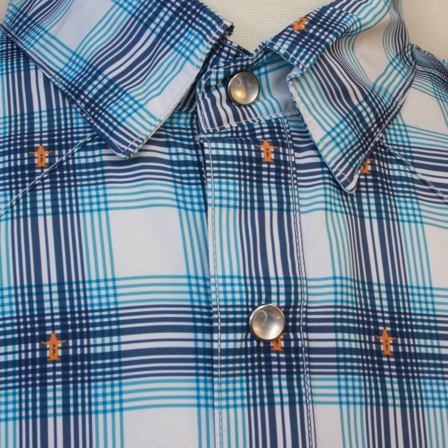Mens Bow-H Plaid Fishing Shirt - Navy