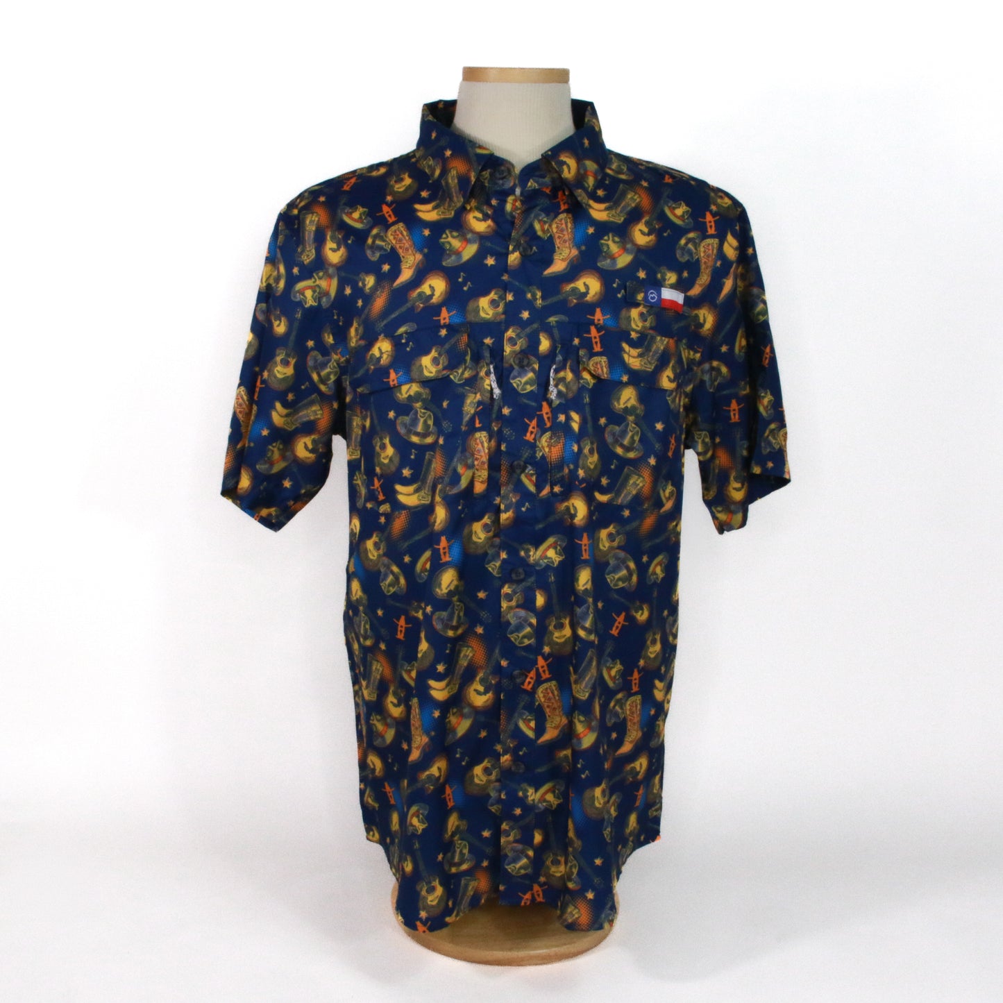 Mens Boot Guitar Fishing Shirt - Navy