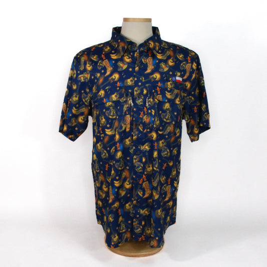Mens Boot Guitar Fishing Shirt - Navy