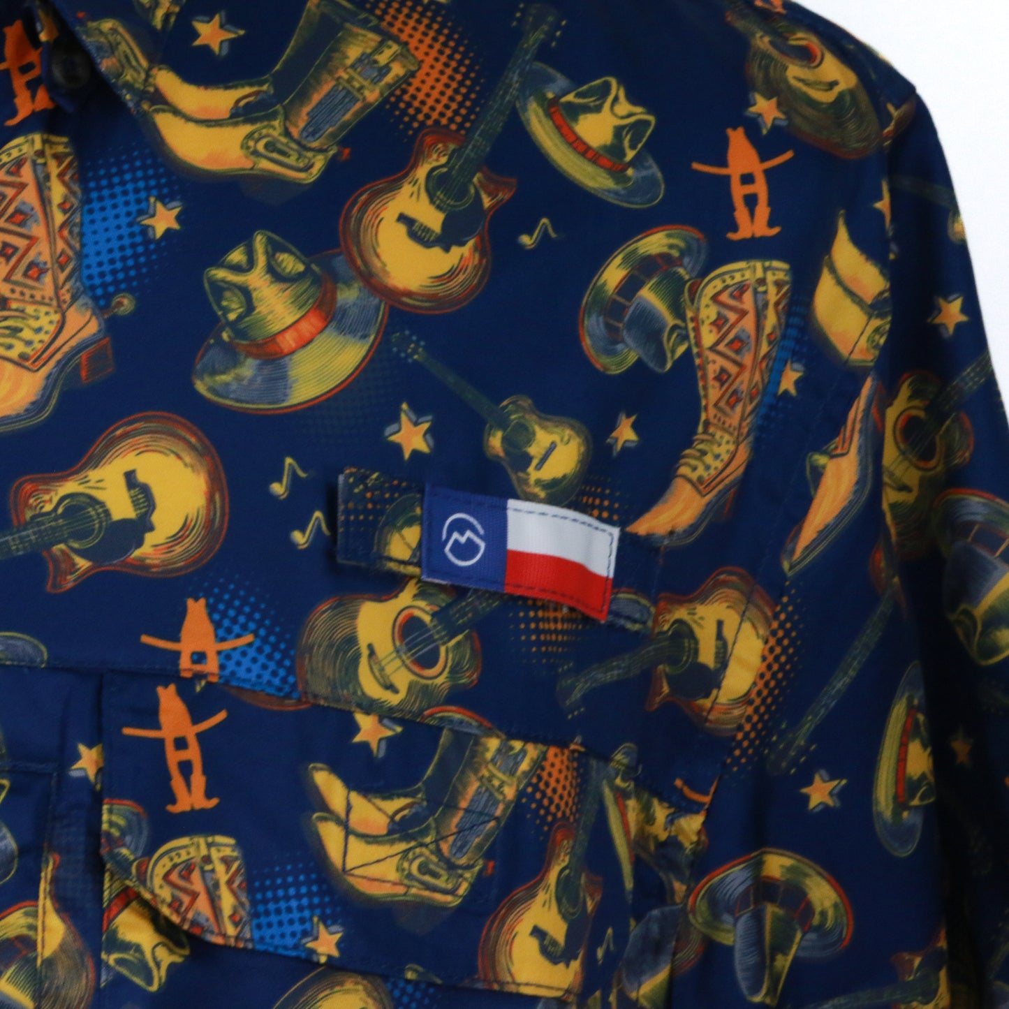 Mens Boot Guitar Fishing Shirt - Navy