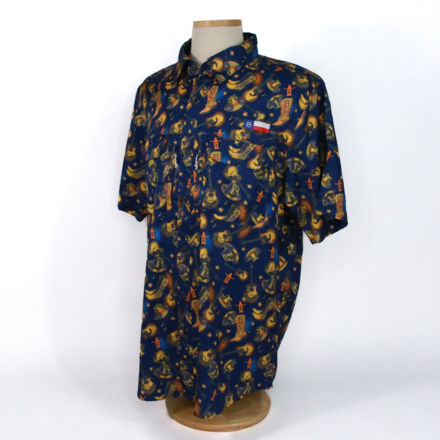 Mens Boot Guitar Fishing Shirt - Navy