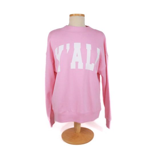 Mockneck Yall Sweatshirt - Blush