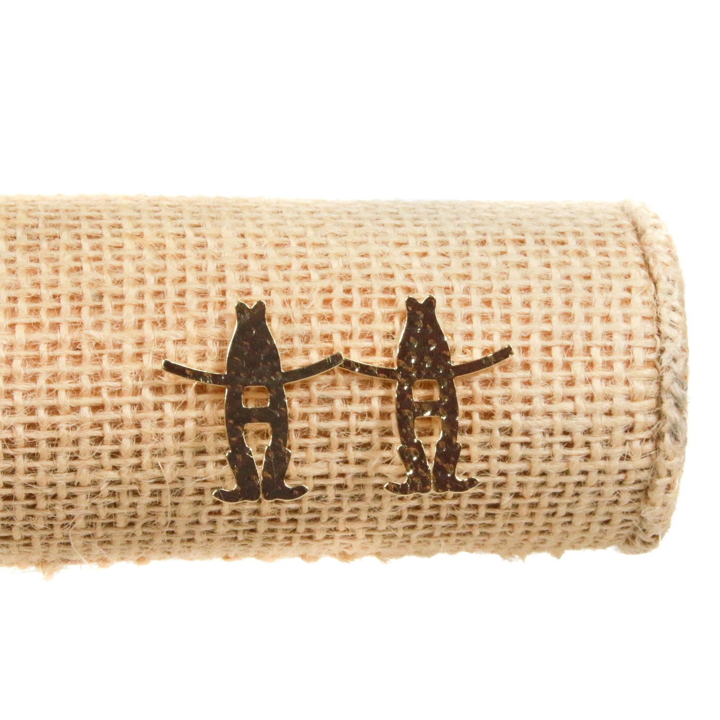 Howdy Hammered Gold Stud Earrings