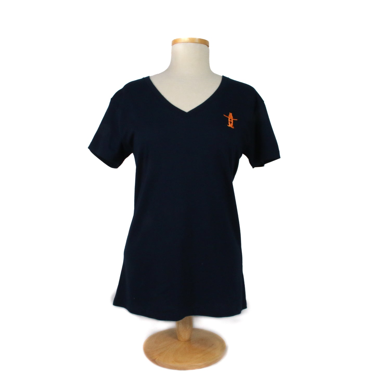 Ladies Cotton V-Neck - Navy