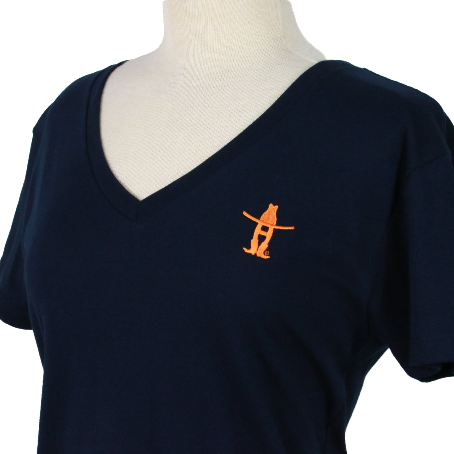 Ladies Cotton V-Neck - Navy
