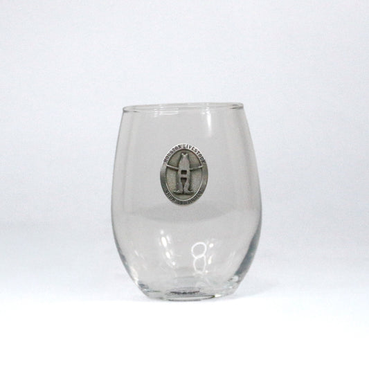 Stemless Wineglass with Pewter Emblem