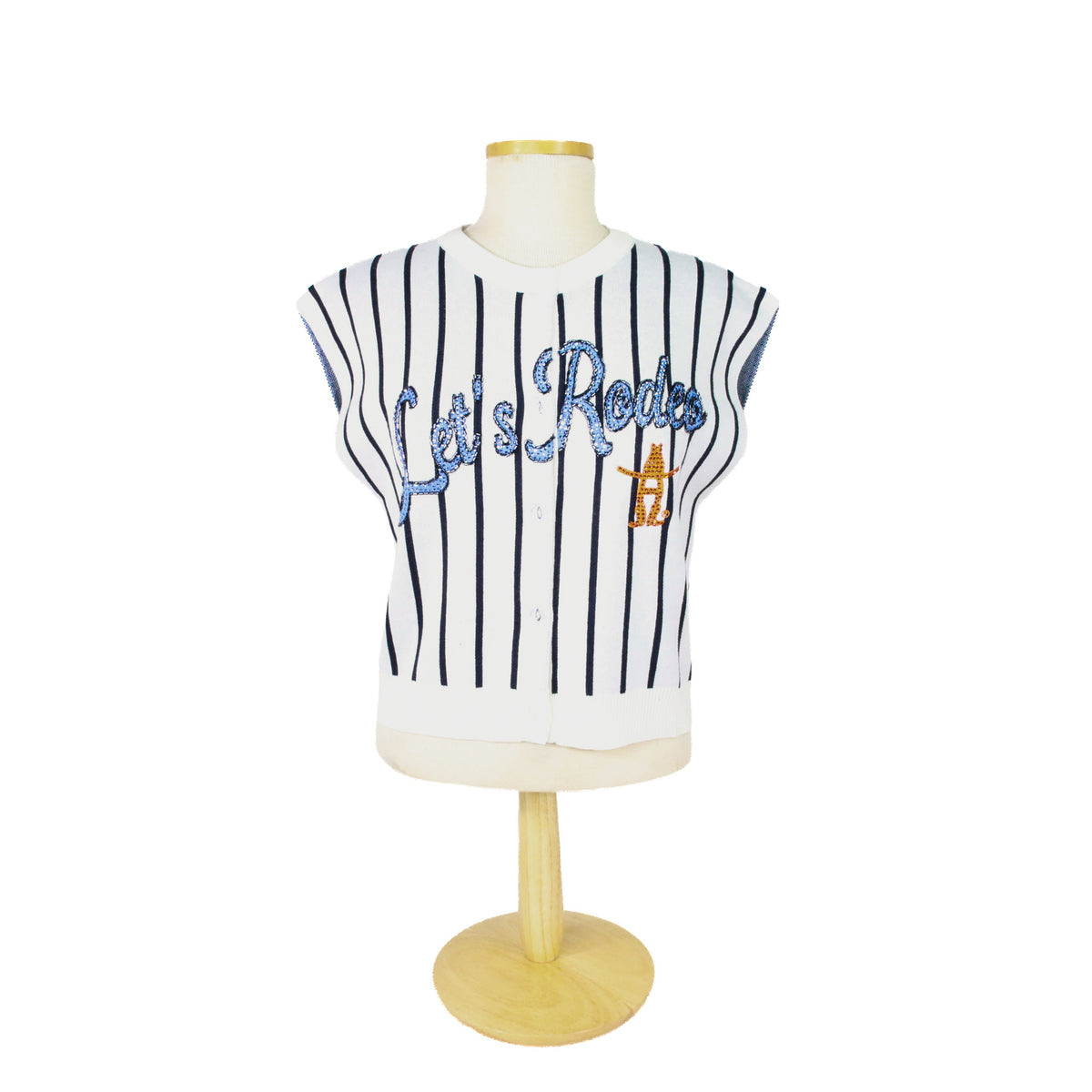 Ladies Sleeveless Rodeo Sweater - Stripe