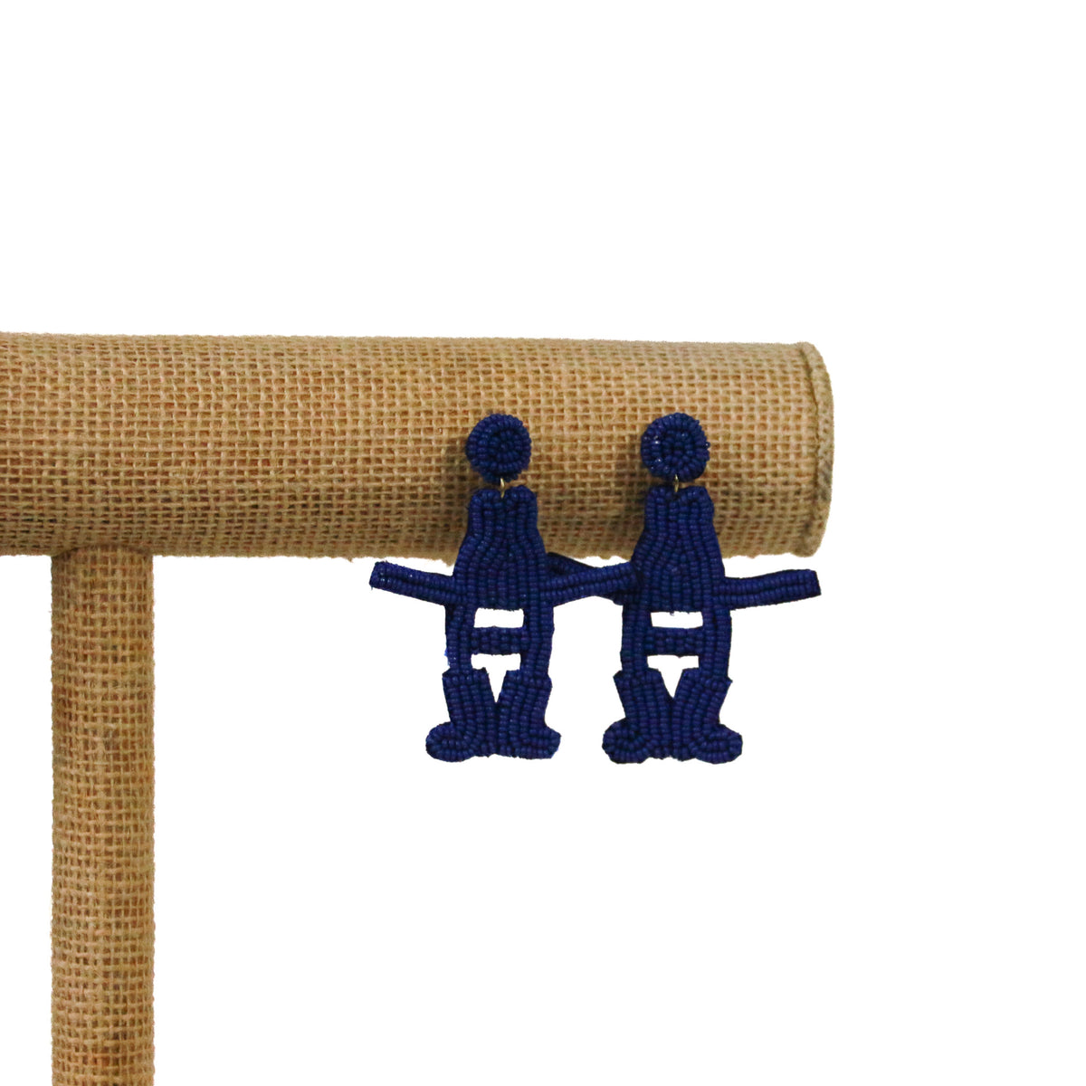 Beaded Bow-H Earring - Navy