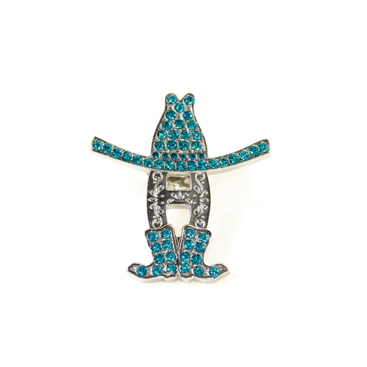 Turquoise Stone Tooled Howdy Pin