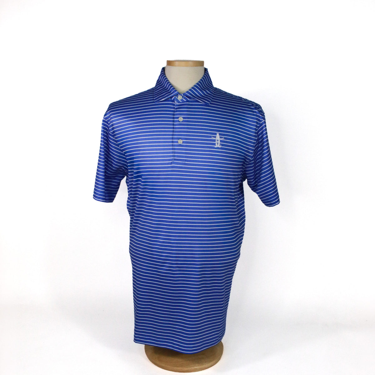 Mens Classic Striped Polo - Navy Blue
