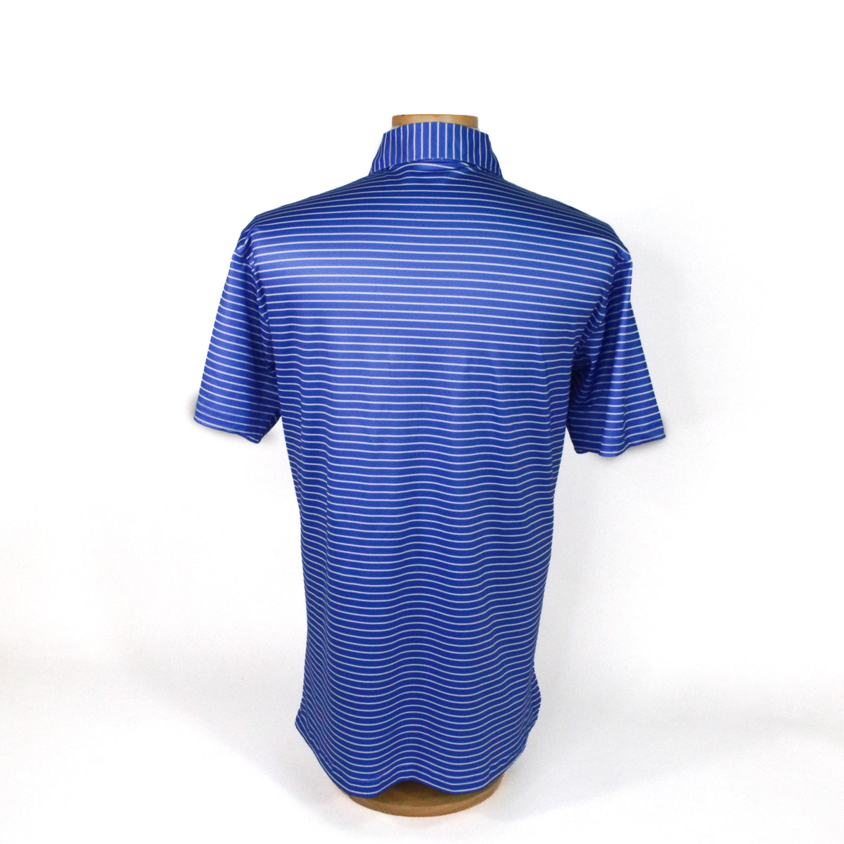 Mens Classic Striped Polo - Navy Blue