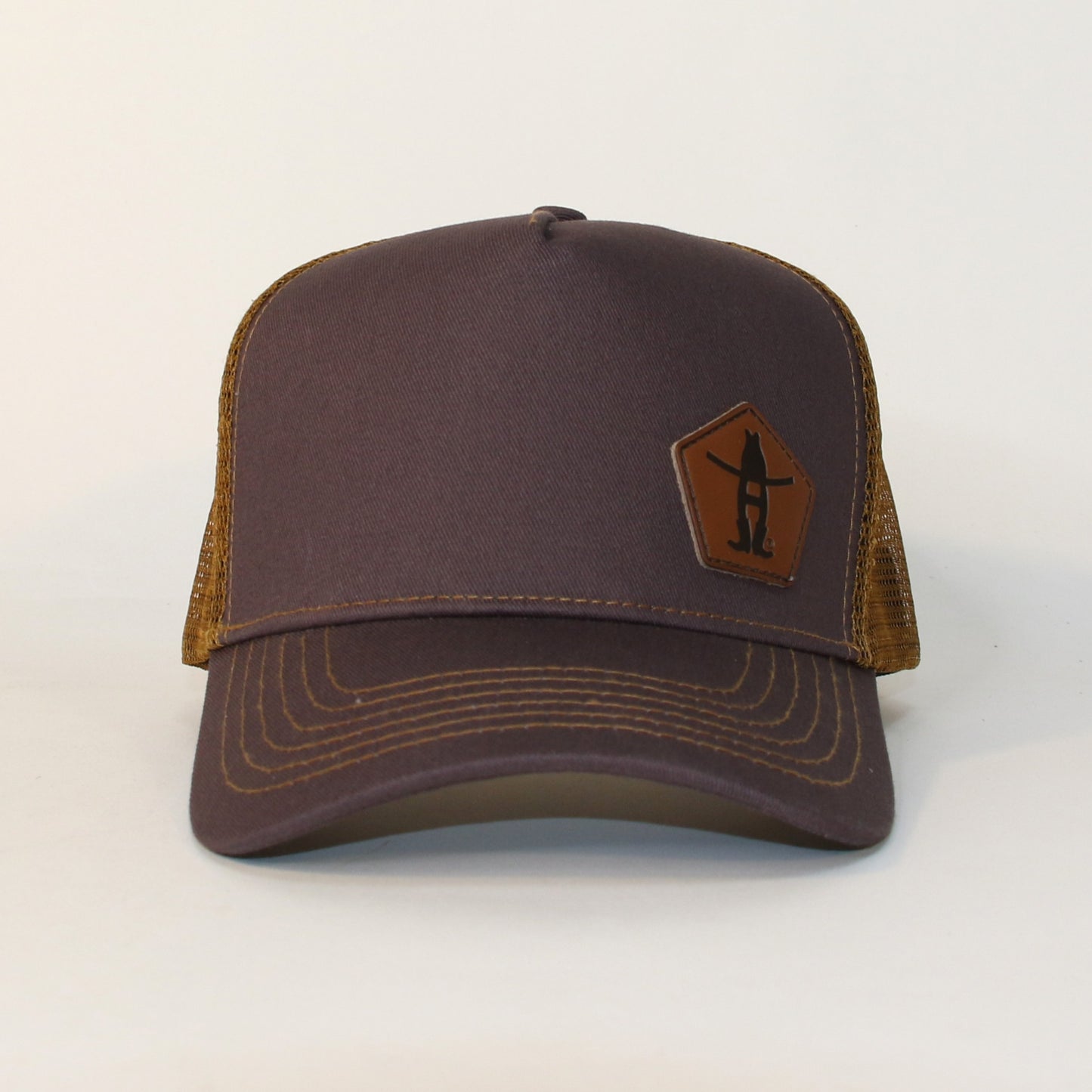 Brown Trucker Cap with Leather Patch