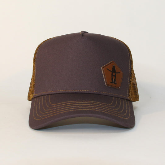 Brown Trucker Cap with Leather Patch