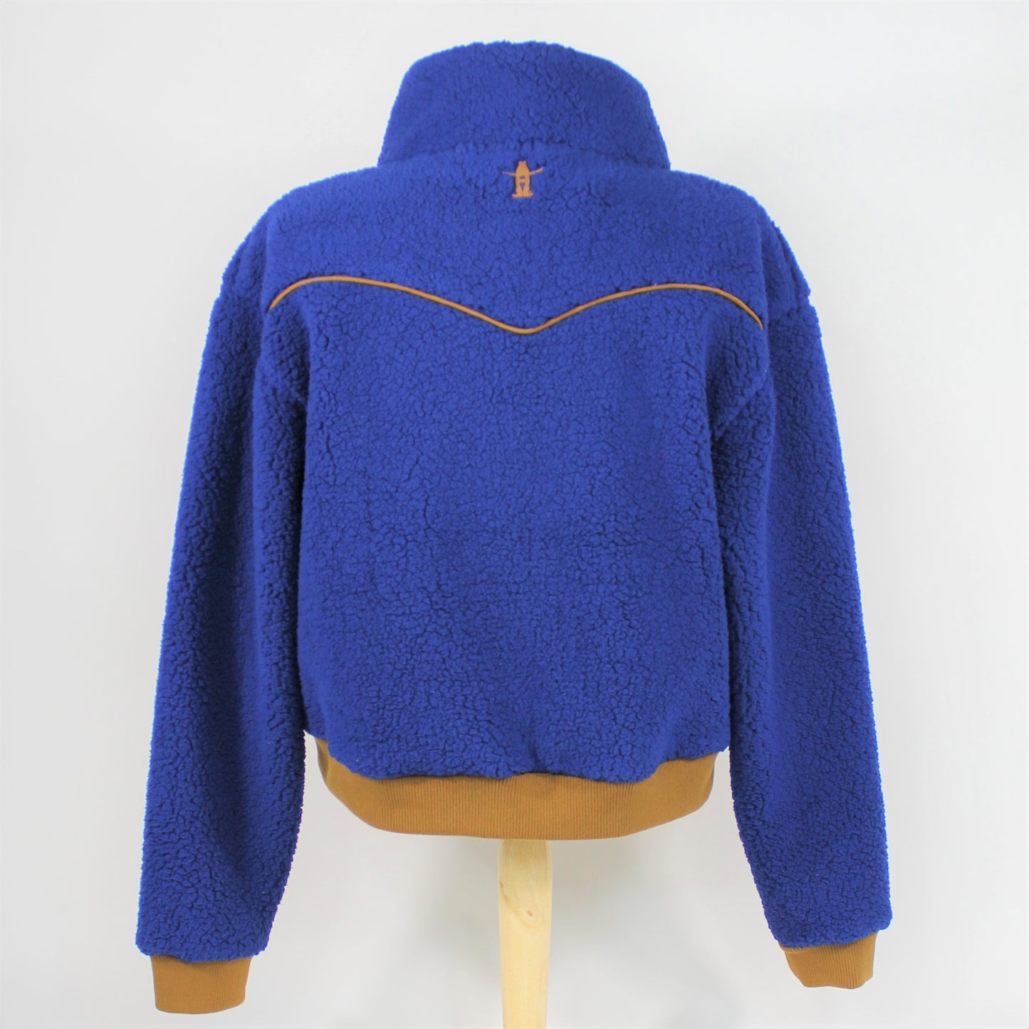 Ladies Sherpa Snap Pullover - Navy/Coyote