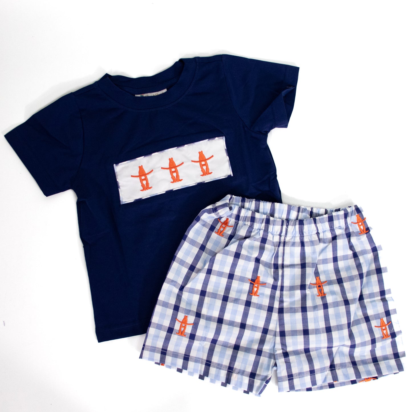Youth  Tee and Short Set - Navy Windowpane