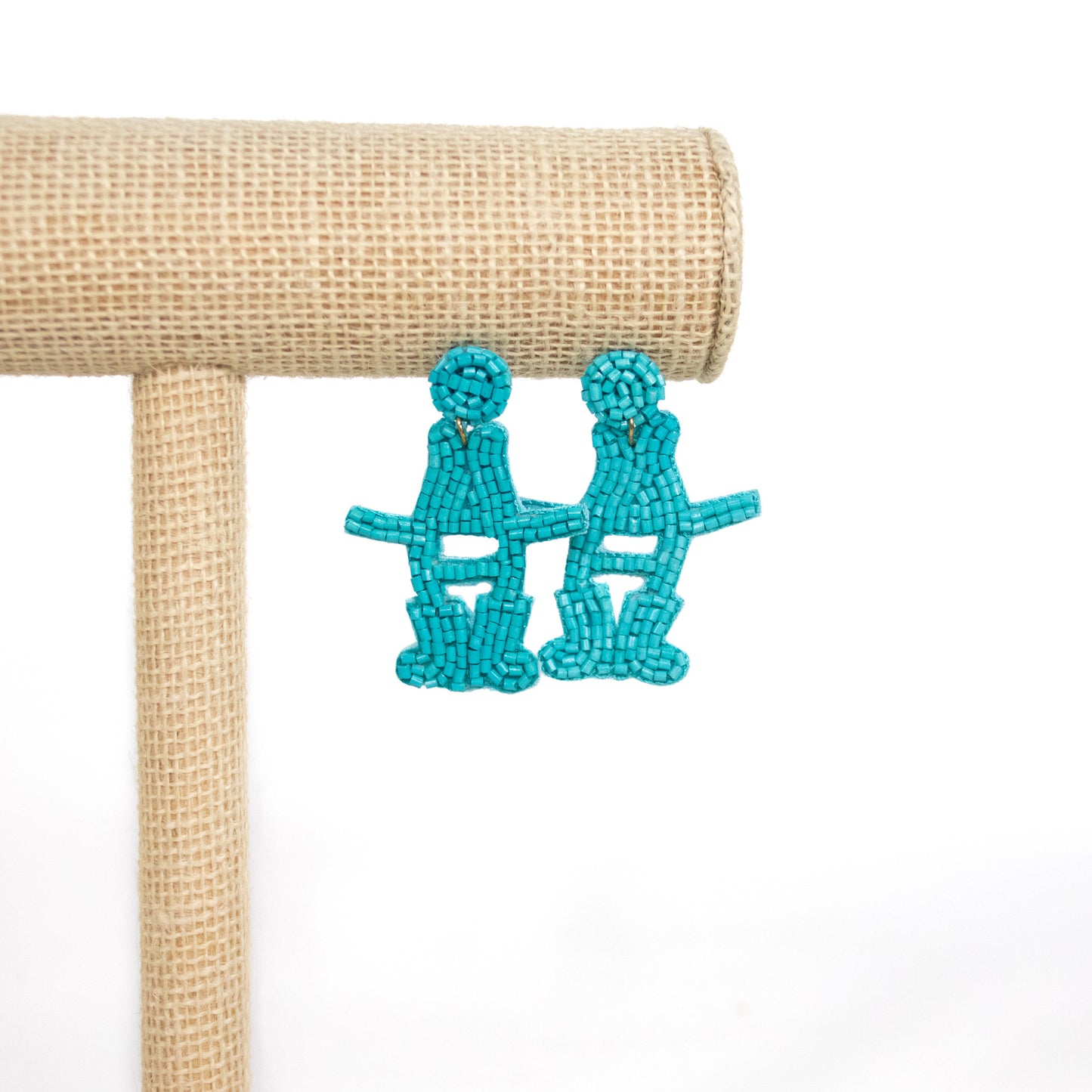 Bow-H Beaded Earrings - Turquoise