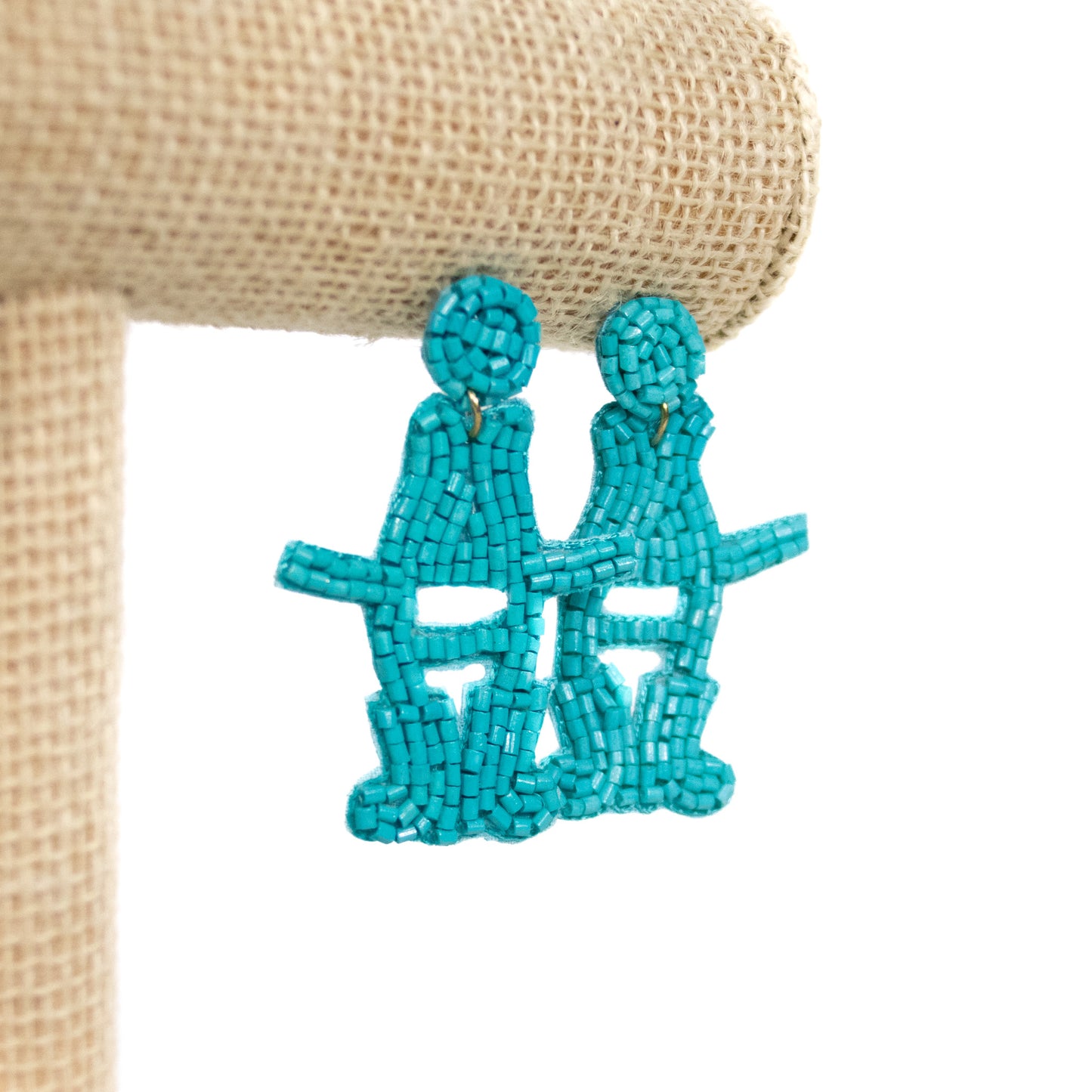 Bow-H Beaded Earrings - Turquoise