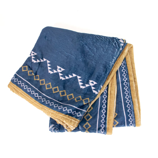 Aztec Fleece Blanket - Blue