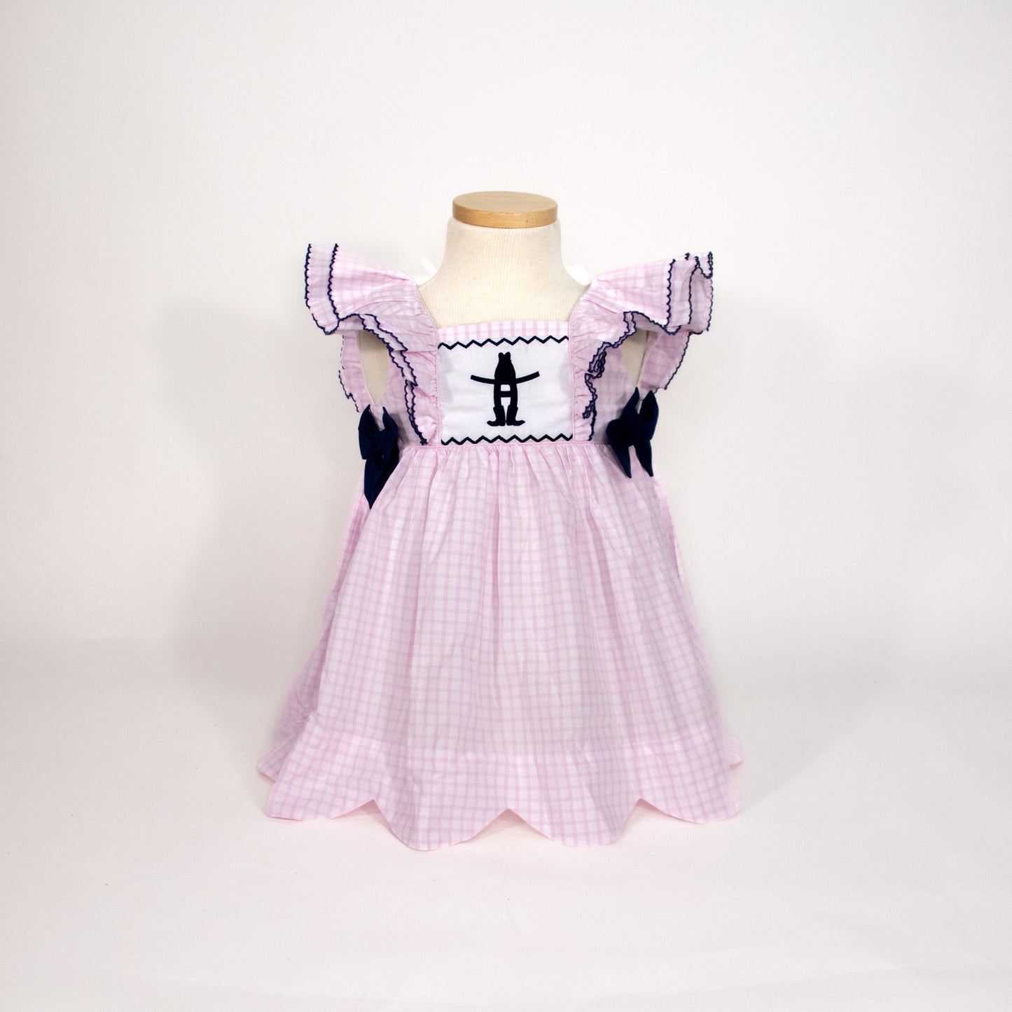 Girls Ruffle Sleeve Gingham Dress - Pink