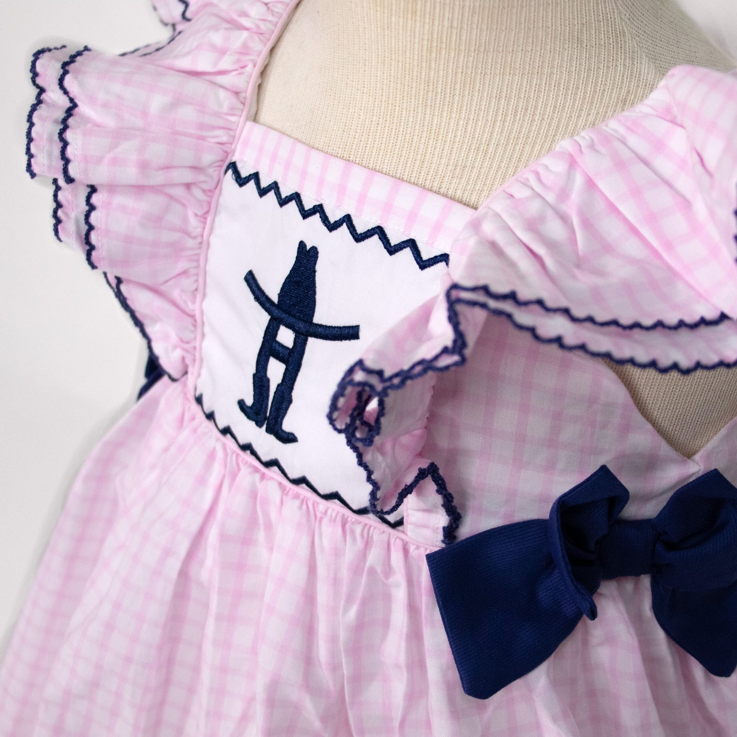 Girls Ruffle Sleeve Gingham Dress - Pink