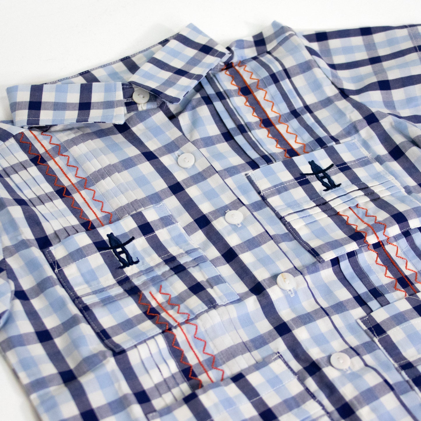 Youth Guayabera - Navy Windowpane
