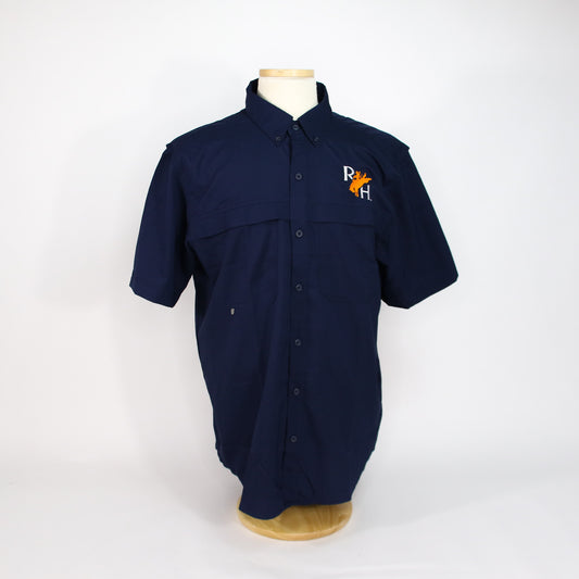 Mens RH Bronc Fishing Shirt-Navy