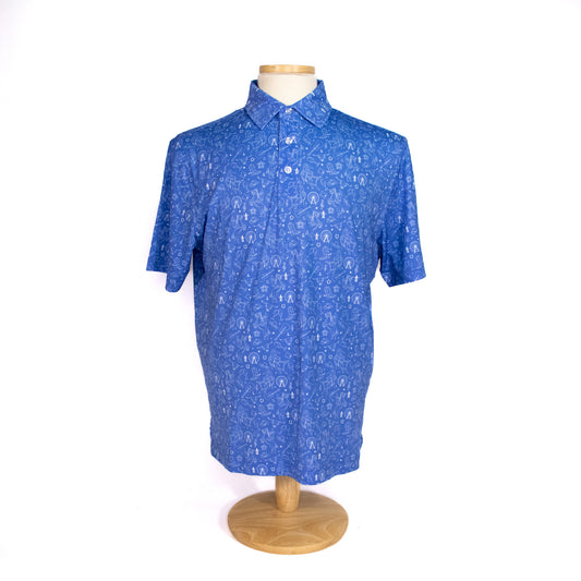 Mens Icon Print Polo - Blue