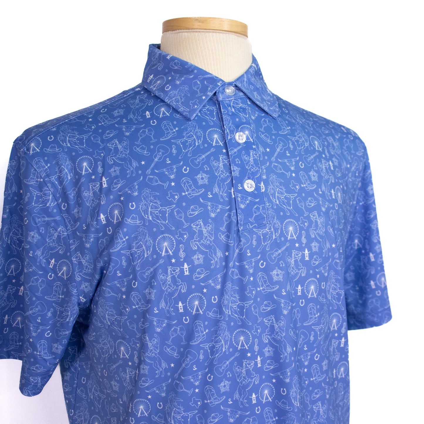 Mens Icon Print Polo - Blue