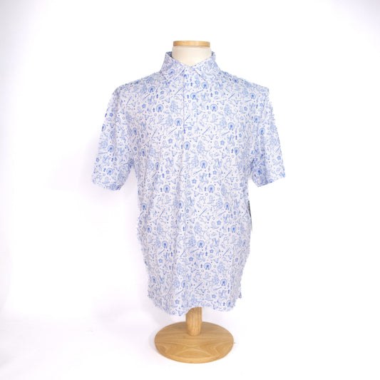 Mens Icon Print Polo - White