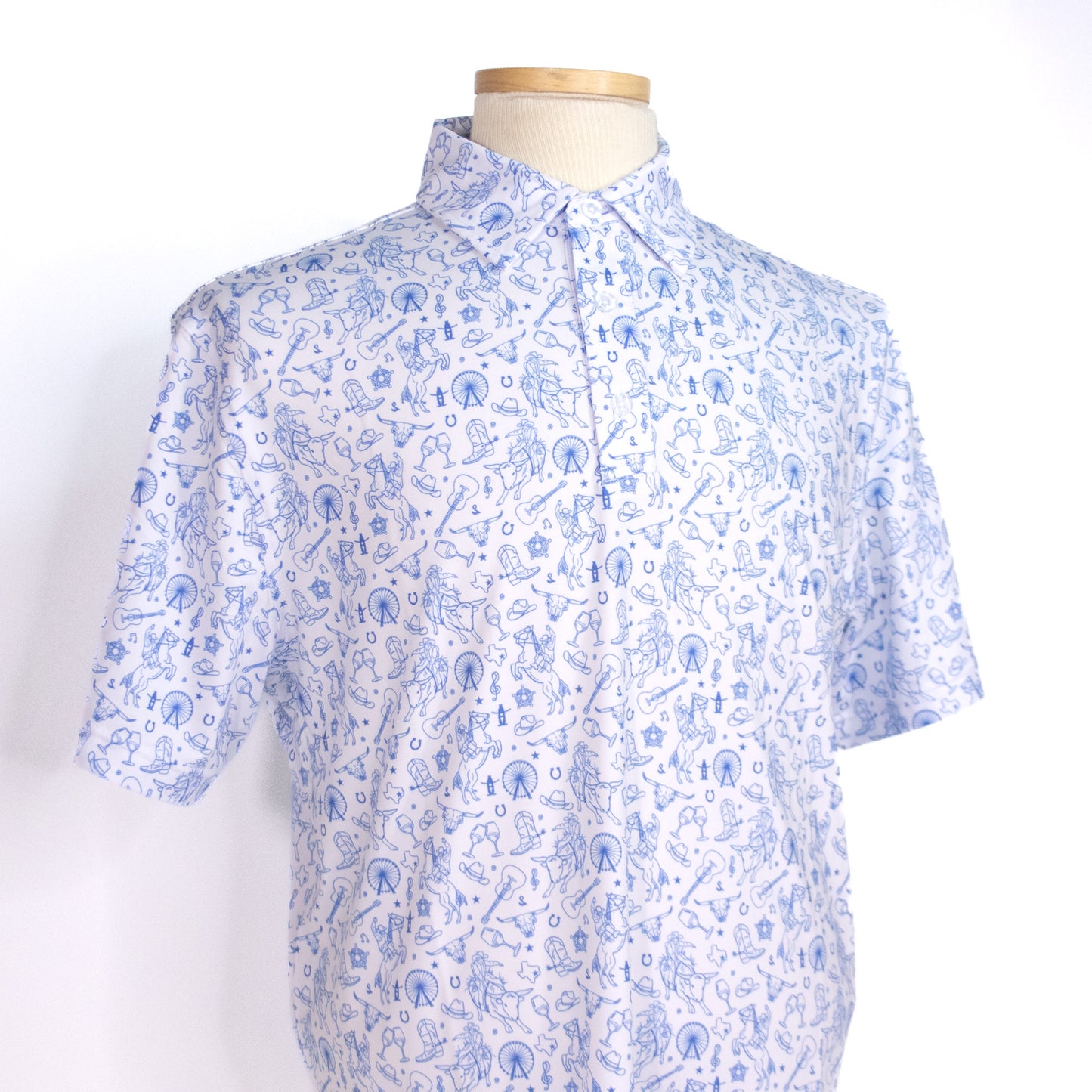 Mens Icon Print Polo - White