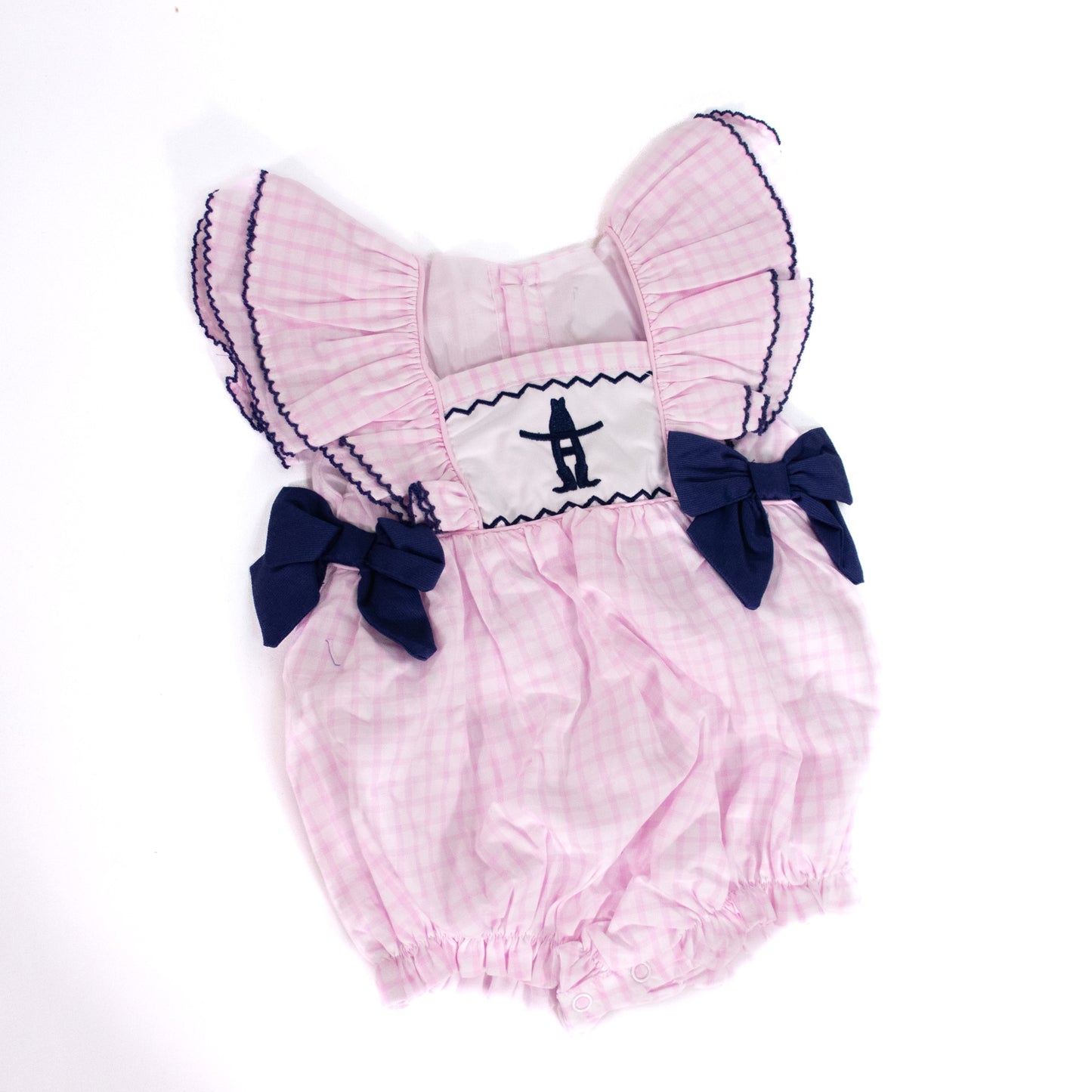 Infant Blue Bow Bubble - Pink