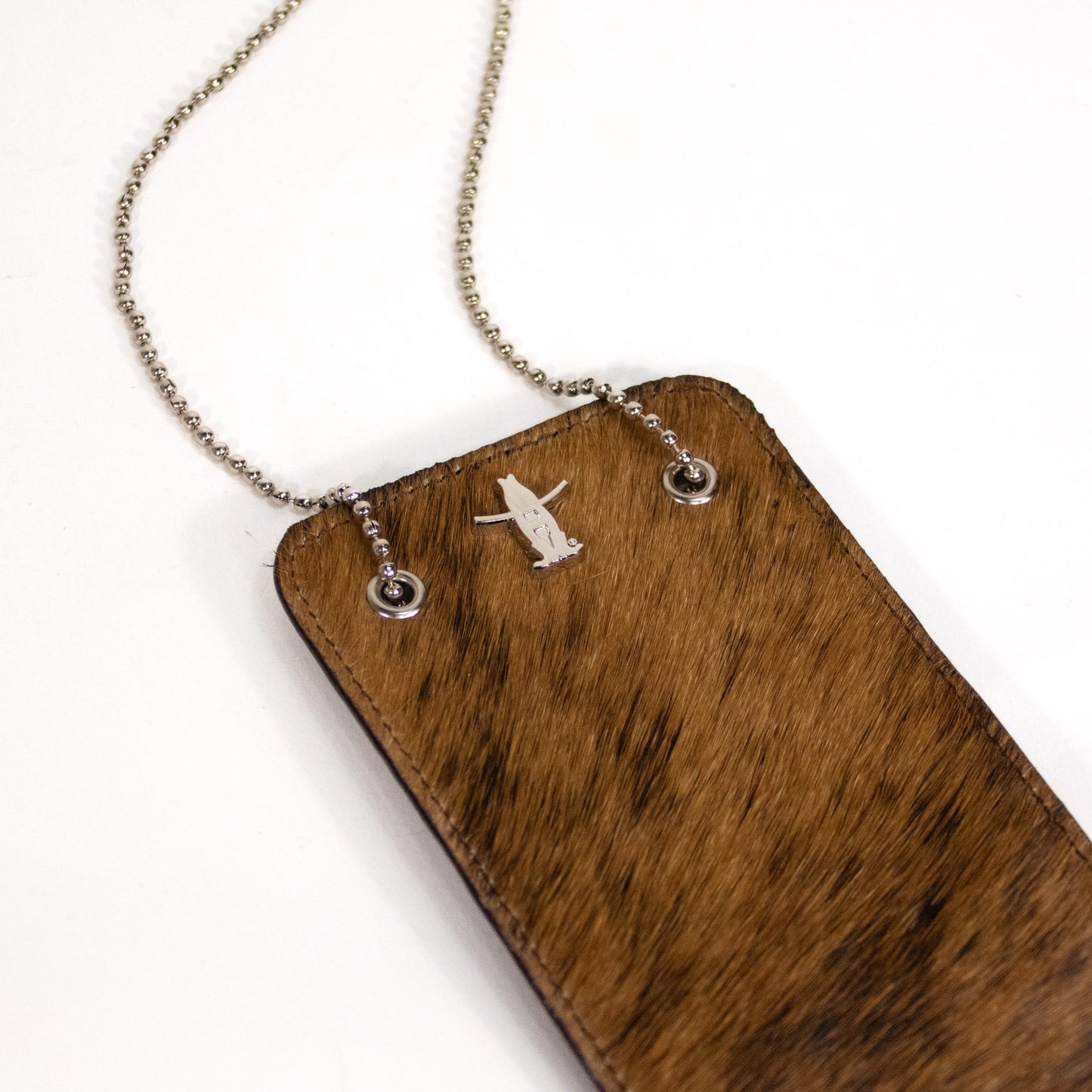 Large Brindle Hide Badgeholder - Brown and Black