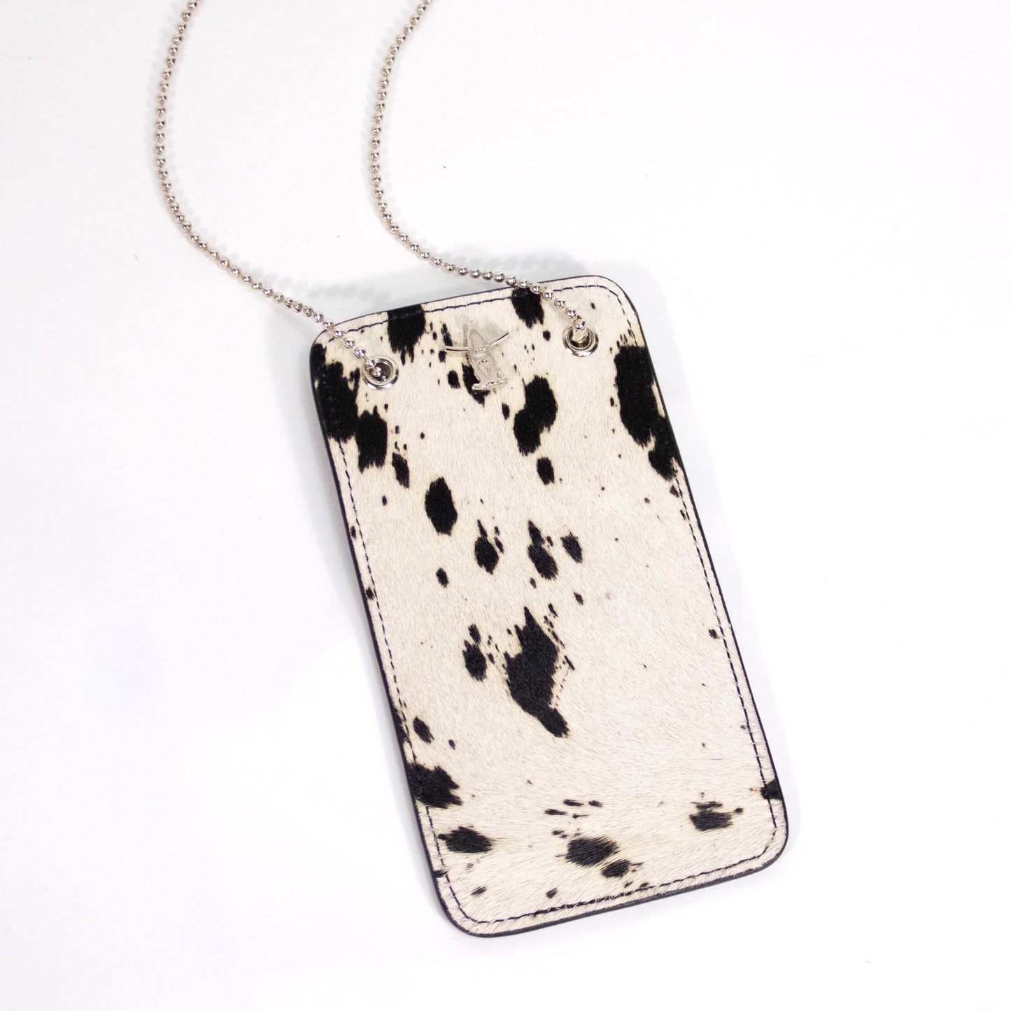 Large Brindle Hide Badgeholder - Spotted Black