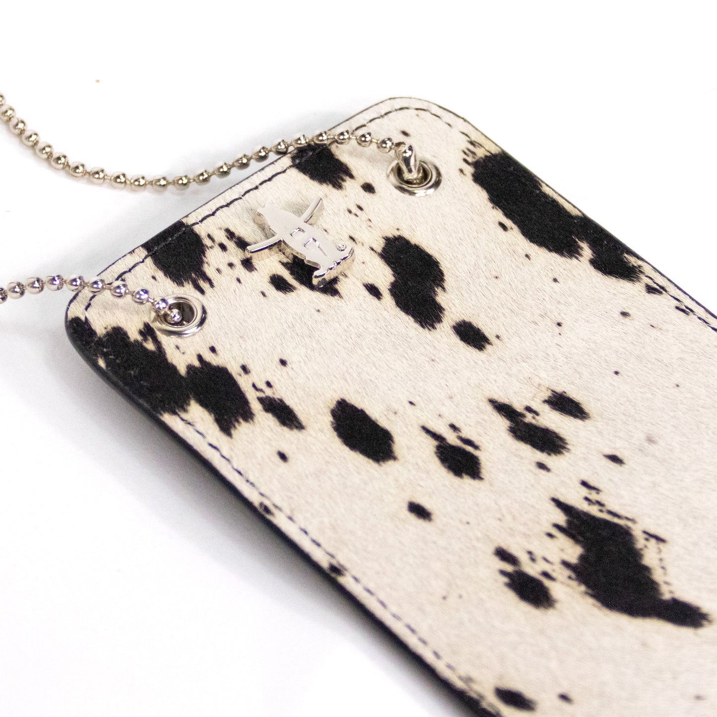 Large Brindle Hide Badgeholder - Spotted Black