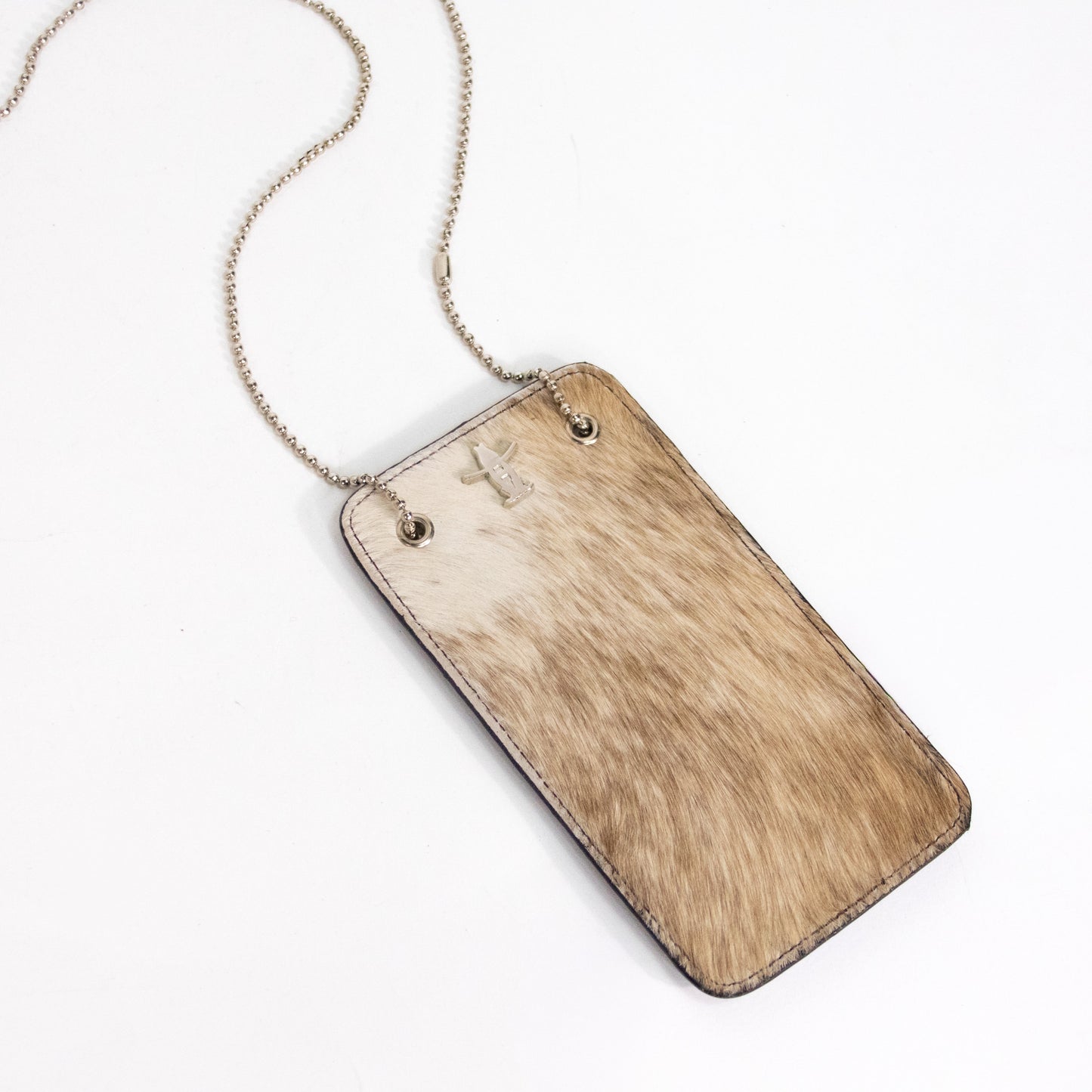 Large Brindle Hide Badgeholder - Spotted Brown