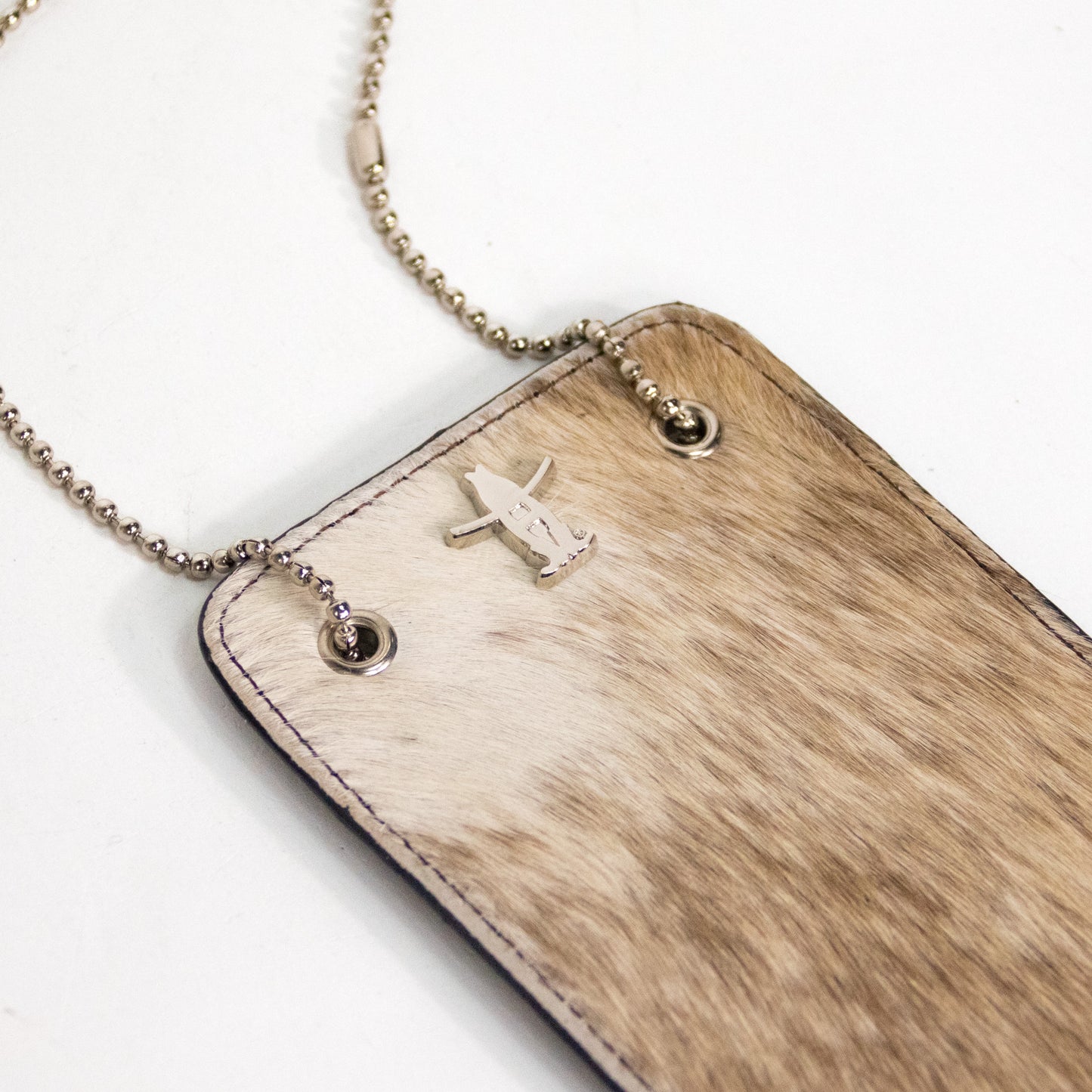 Large Brindle Hide Badgeholder - Spotted Brown