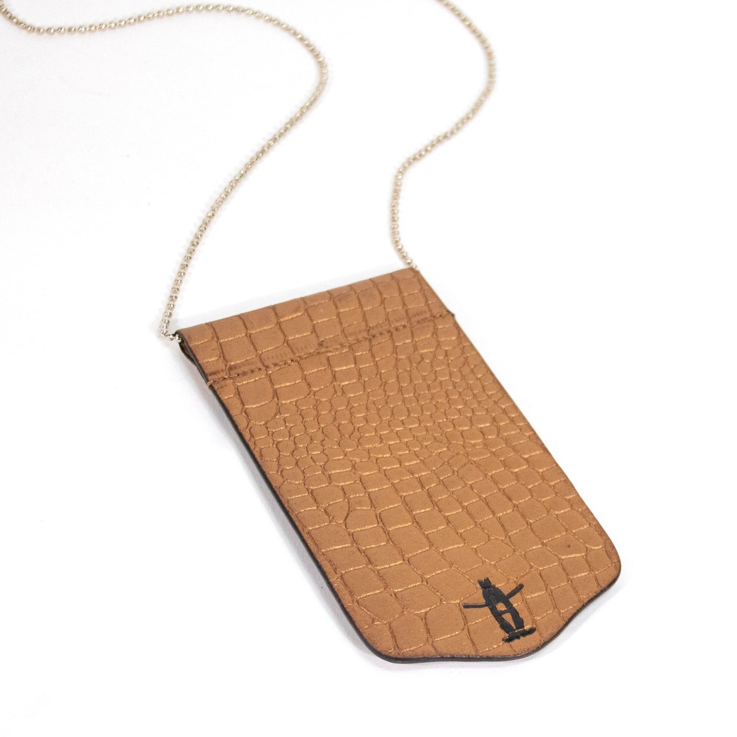 Large Embossed Alligator Badgeholder - Copper